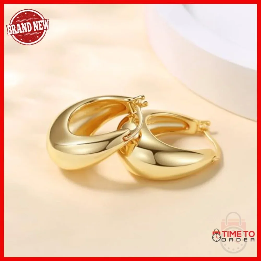 14K Gold Chunky Hoop Earrings, Vintage Textured Huggie Sleeper, Hypoallergenic